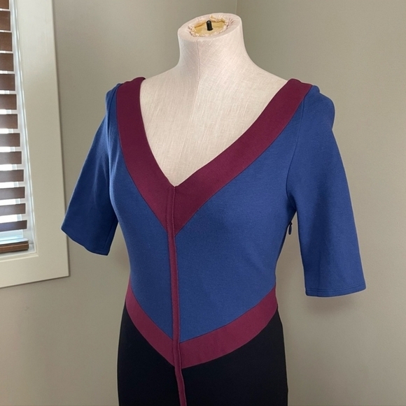 BCBGMAXAZRIA Boie Colour Block Midi Dress Lined - small - Picture 5 of 8